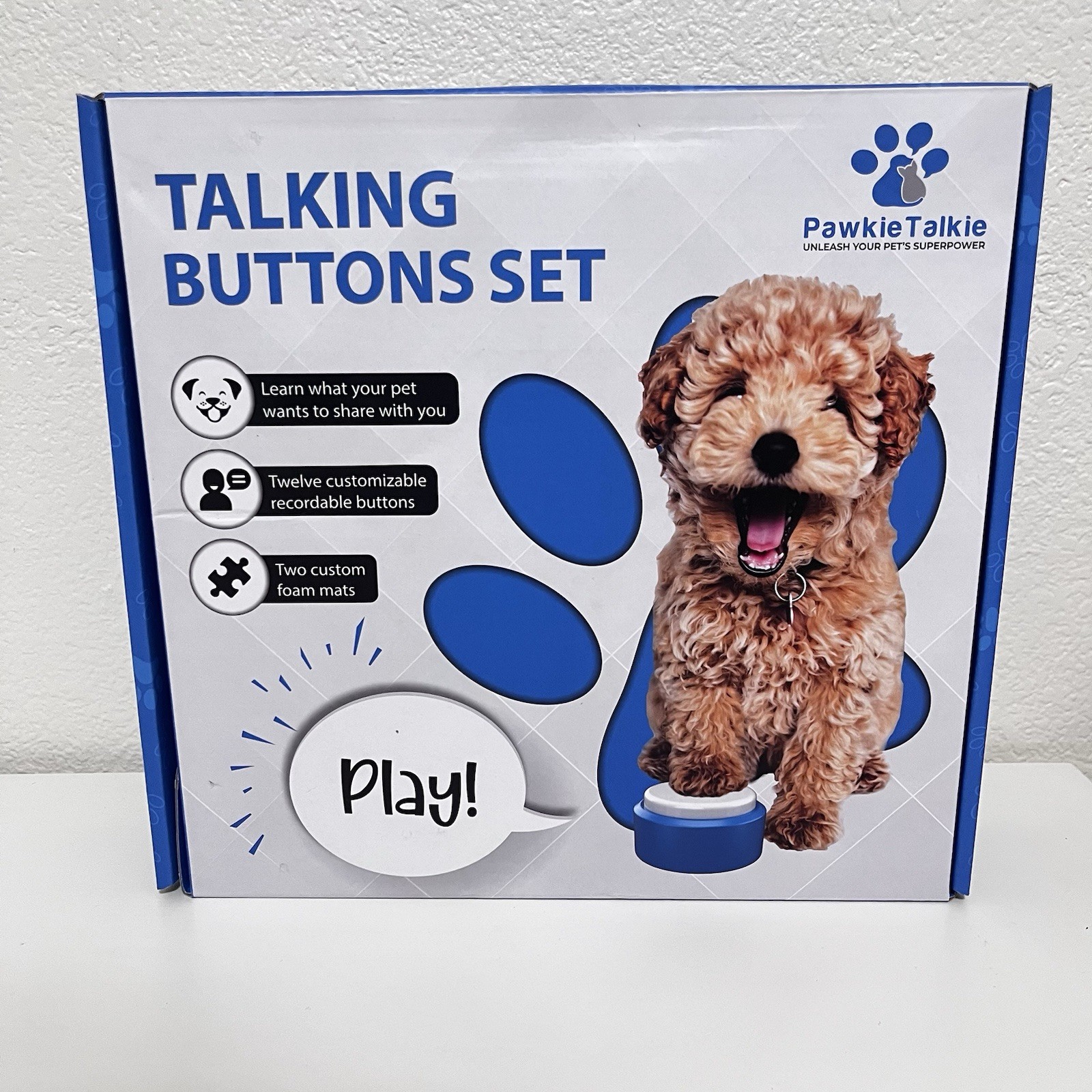 Pawkie Talkie Dog Talking Buttons Echo System Set 12 Buttons + 2 Mats