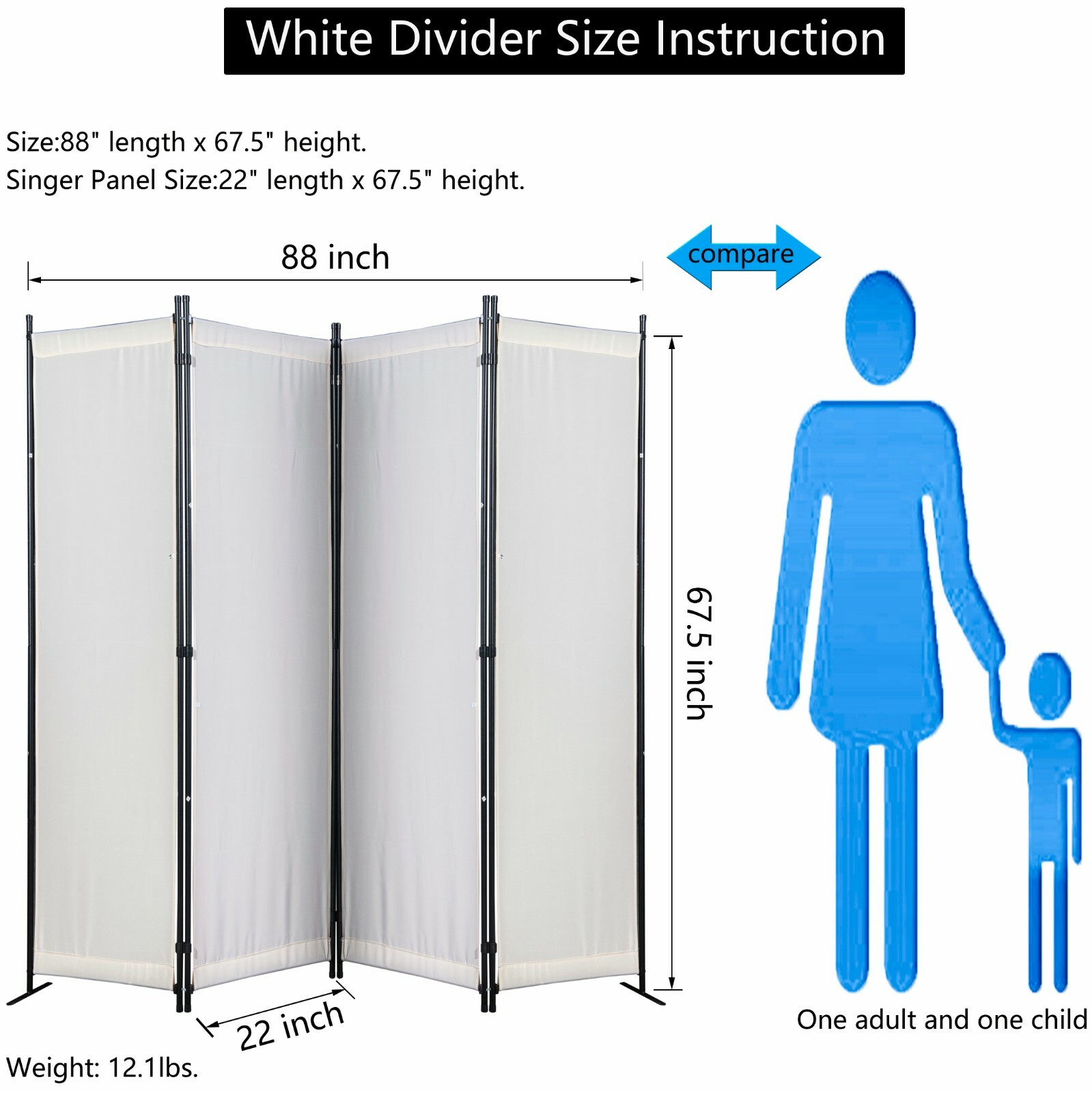 Room Dividers Folding Privacy Screens 4 Panel Partition for Office Home School