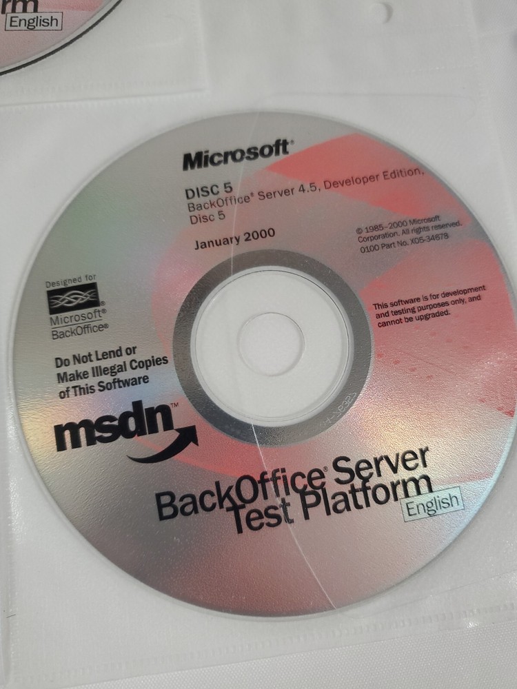 Microsoft Msdn BackOffice Server 4.5 Test Platform 2000 3 Disc Set 1-3-5 NEW