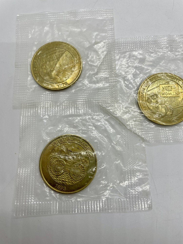 Set/5 Millennium Brass Coins Sunoco # 2,4,6,7,8 Unopened B1
