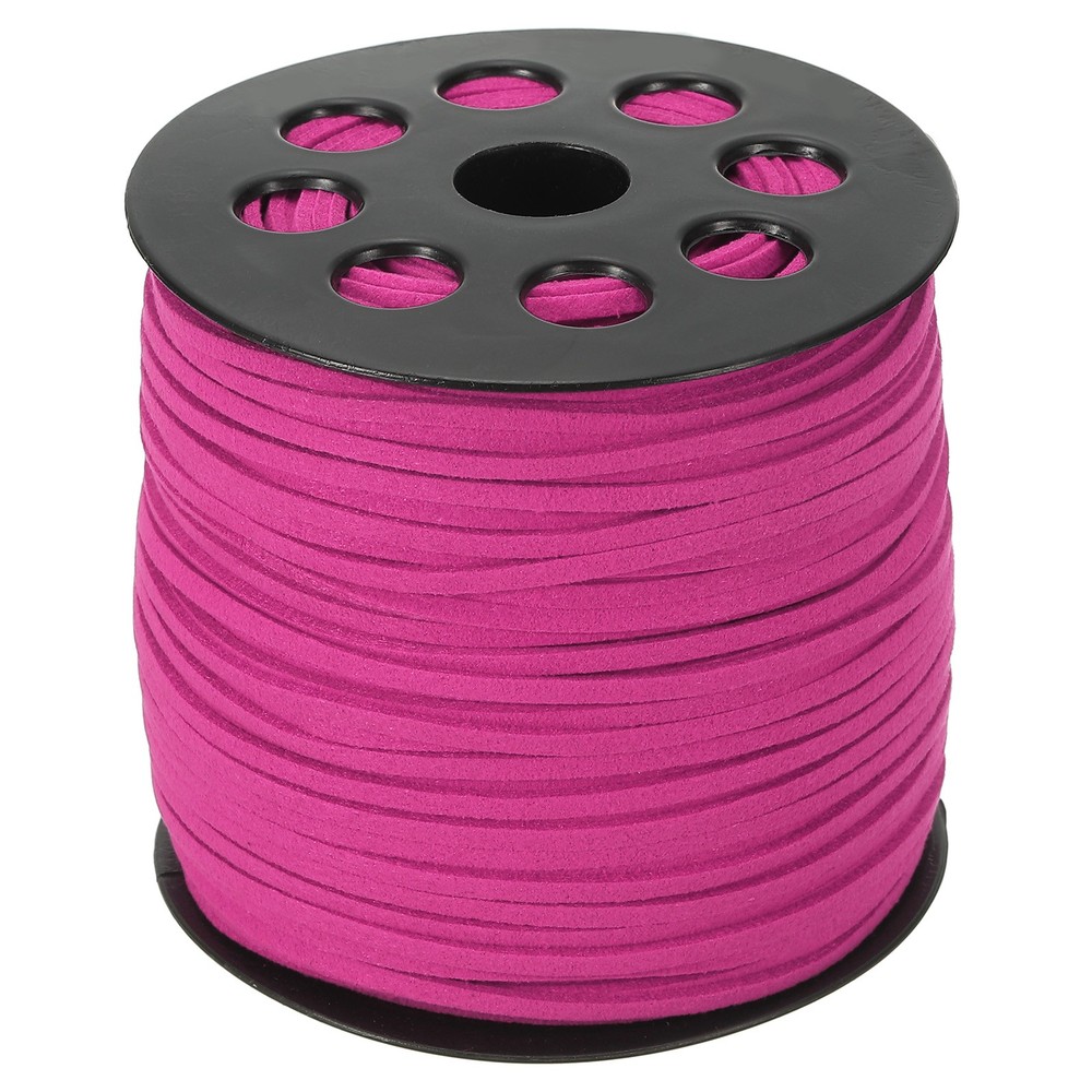 Suede Lanyard String with Roll Spool 2.5mm 98 Yard, Flat Microfiber Cord, Rose
