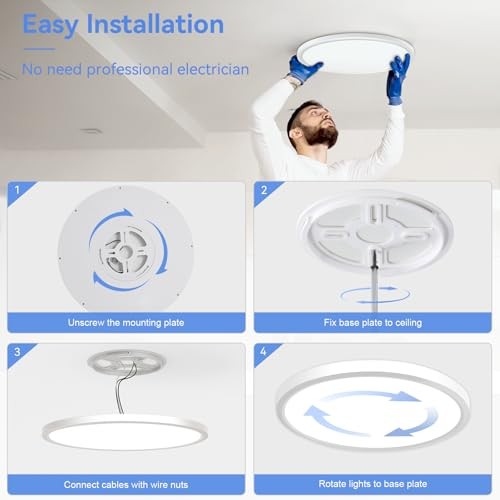 20 Inch Dimmable 50W 5200M LED Flush Mount Ceiling Light 20Inch-1Pack White