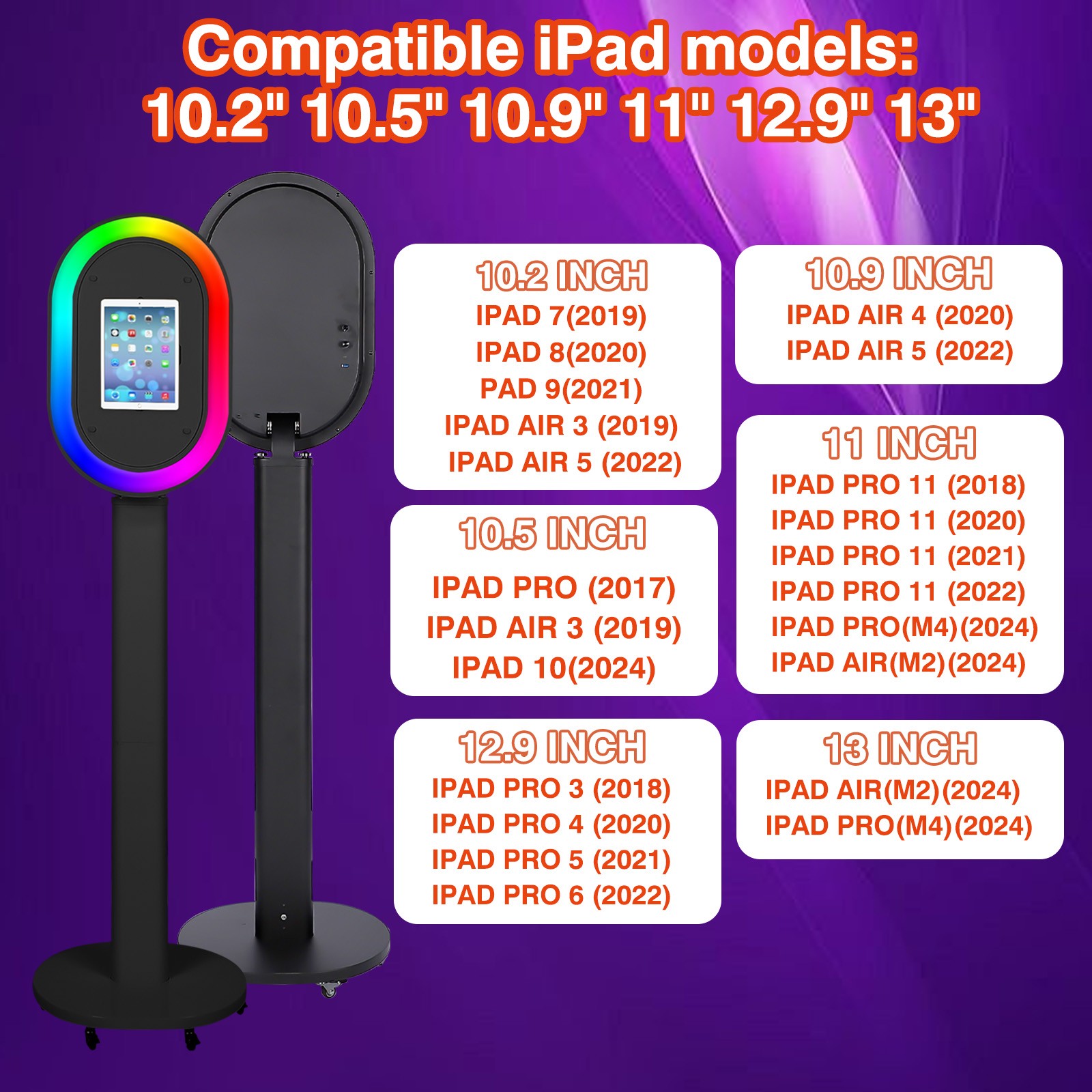 6 in 1 iPad Photo Booth Shell Stand Selfie Station iPad Photobooth Machine +Case