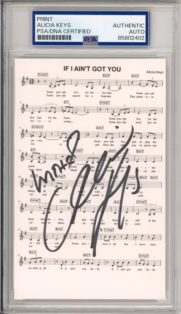Alicia Keys SIGNED If I Ain't Got You Lyric Piano Sheet Music PSA DNA COA AUTO