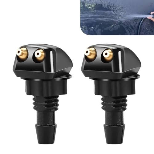 2PCS Windshield Washer Nozzle, Front Windshield 2 PCS #Straight Column Black