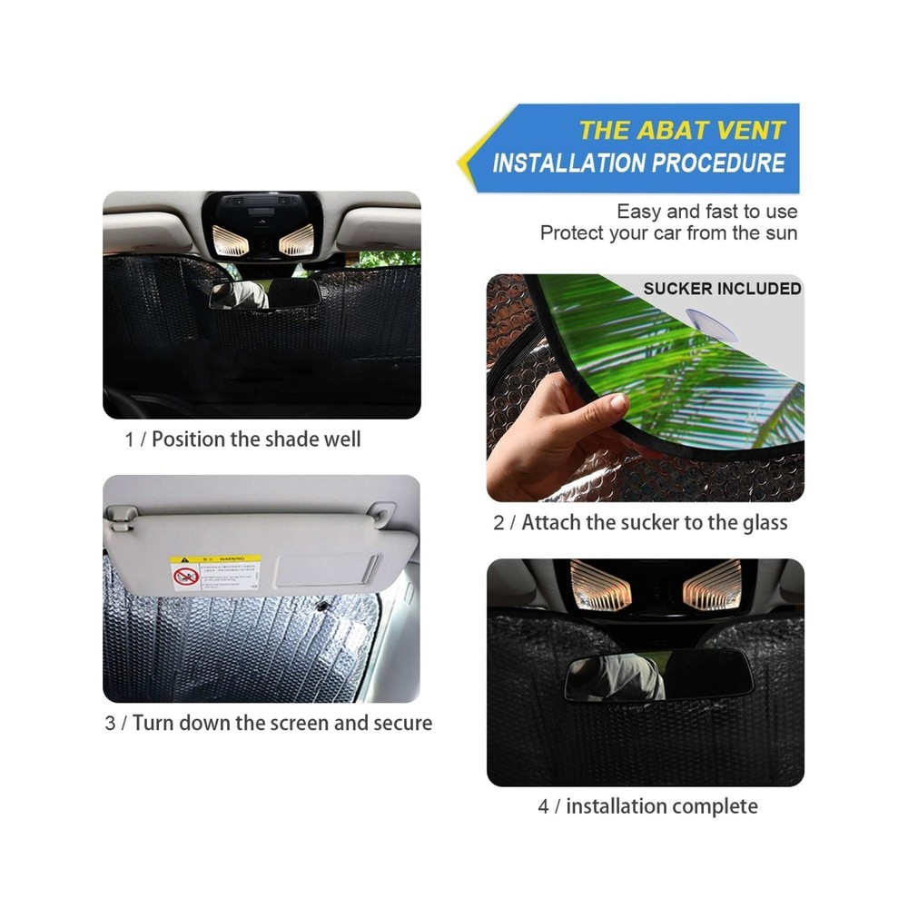 Tropical Palm Tree Beach Car Windshield Sun Shade Blocks UV Rays Su... Fast Ship