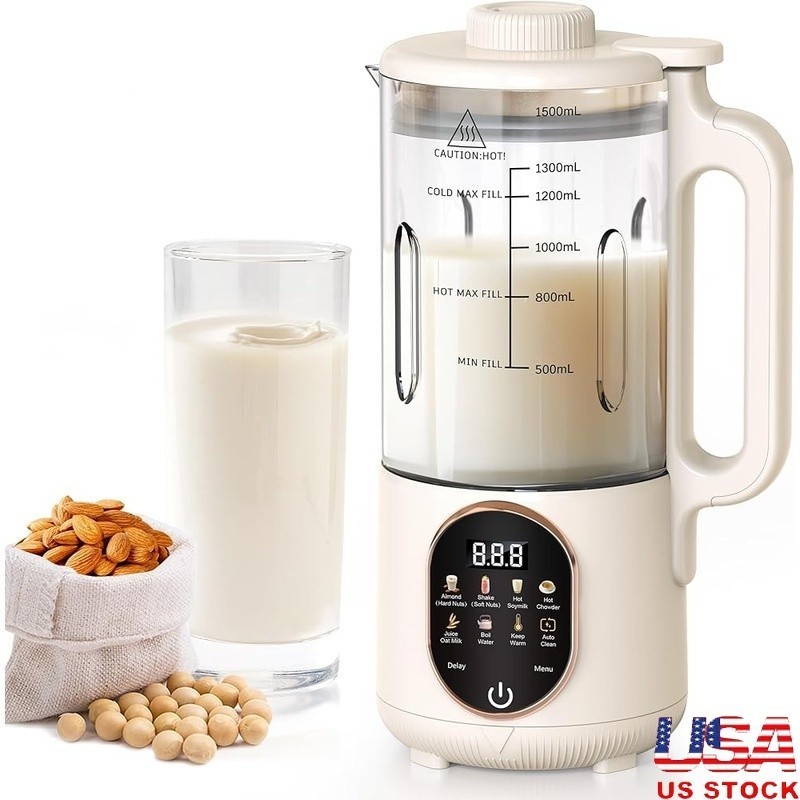 10 in 1 Automatic Nut Milk Maker Plant Based Milk Machine W/ Auto Clean Function