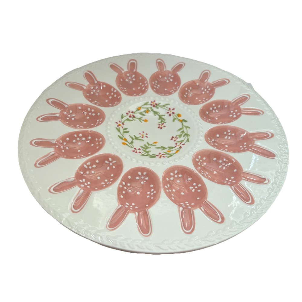 Potter’s Studio Floral Bunny Deviled Egg Serving Platter 12”