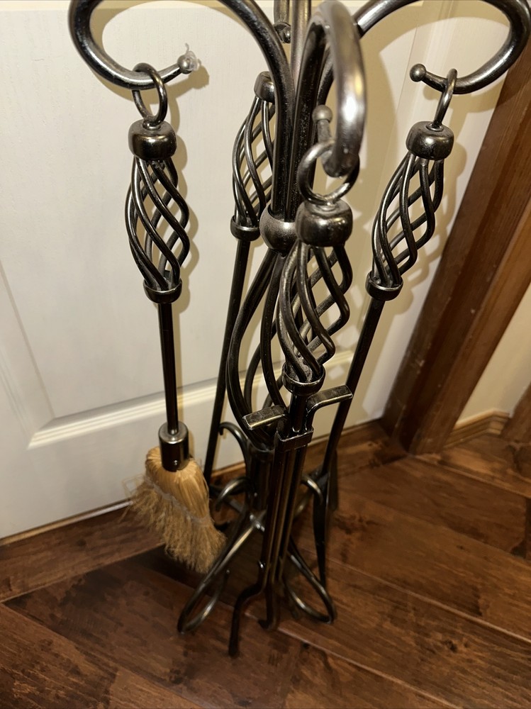 Swirl twisting fireplace tool set Heavy Duty