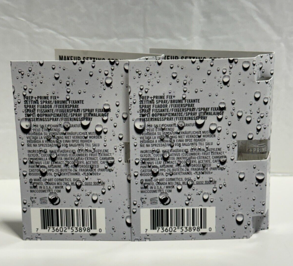 2 X MAC Prep + Prime Fix+ Setting Spray Sample Vial 0.08oz/2.5ml NEW on card