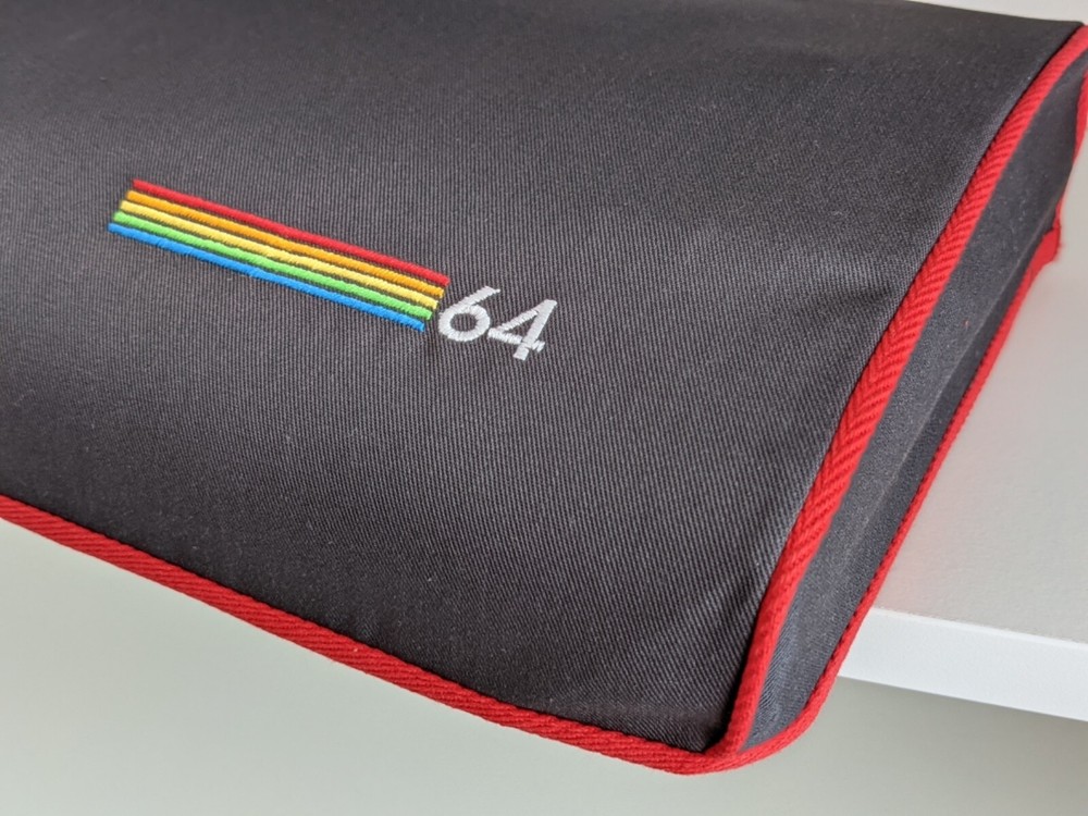 COMMODORE C64 BREADBIN - dust cover- grey cotton canvas - embroidered