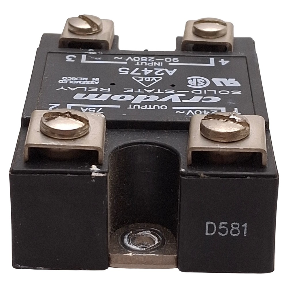Crydom A2475 Solid-State Relay, SPST-NO, 90-280VAC Input, 75A 240VAC Output