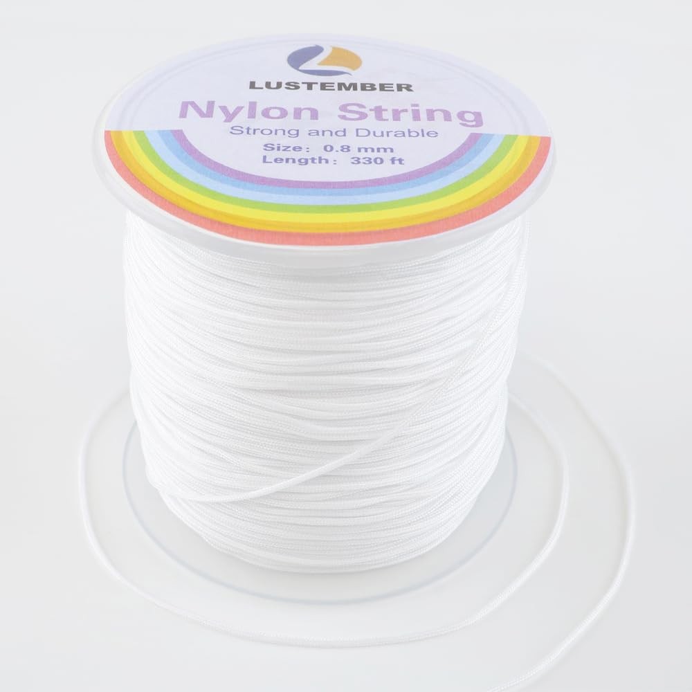0.8mm Nylon String, Strong Bracelet Durable Cord White, White