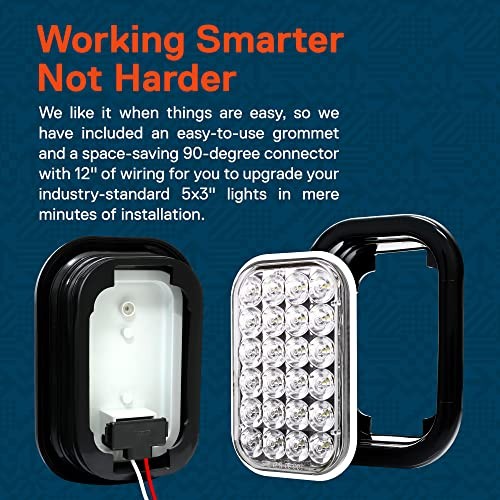 TRUE MODS 4pc 5x3 3x5 Inch Rectangle LED Trailer Tail Light Kit 4 Pack White