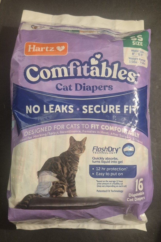 Hartz Comfitables Cat Diapers Extra Small, 16 Count, Comfortable & Secure Fit