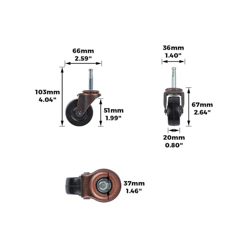 9345 Medium Duty Stem Caster, 2-Pack,Black 2-Inch