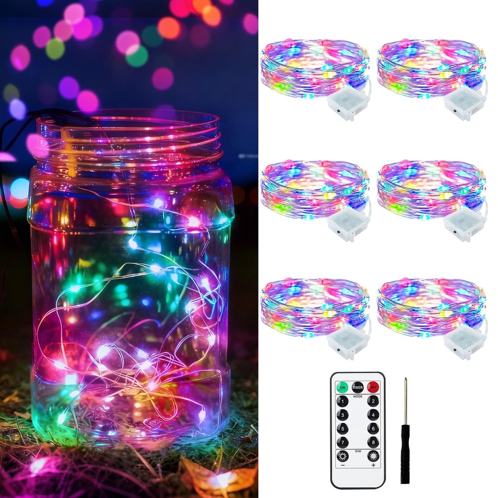 6 Pack Battery Powered Fairy Lights with Remote Control and Timer 8 Lighting ...