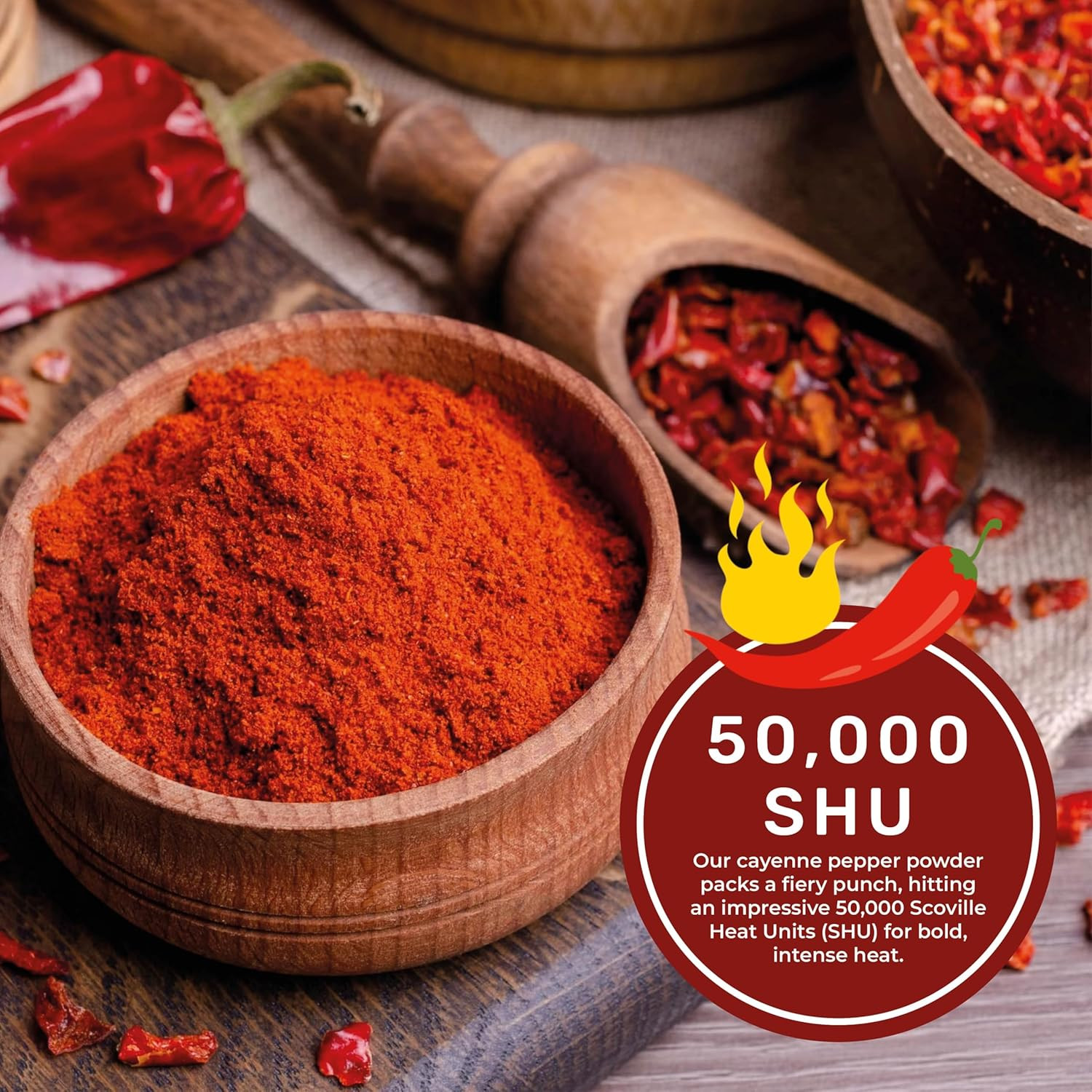 Cayenne Pepper Powder 16oz Jar - 50,000 SHU, Gluten Free, All Natural Red Pepper