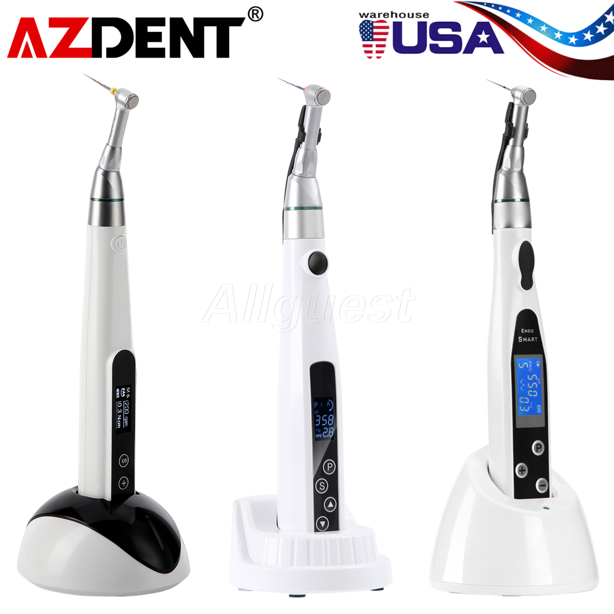 AZDENT Dental Endodontic Cordless (LED) Endo Motor 16:1 Contra Angle Handpiece