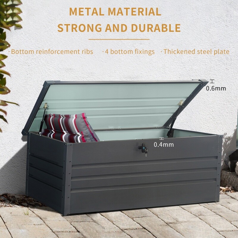 260 Gallon Outdoor Deck Box Metal Storage Box Multi-function Container Lockable
