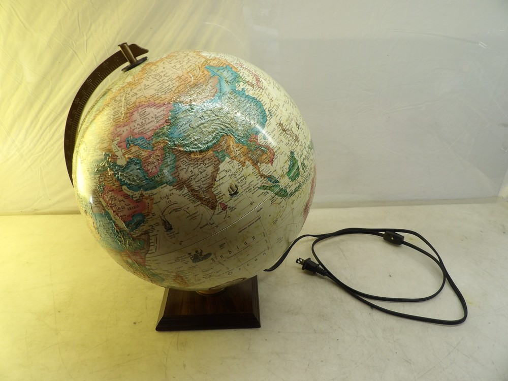 Vintage Replogle 12" Relief Lighted World Globe