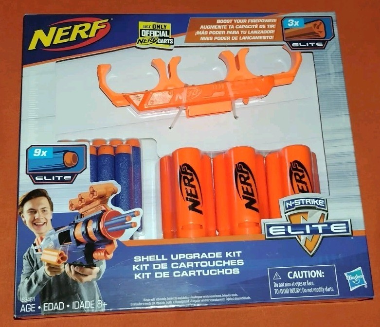 NERF Elite N-Strike Shell Upgrade Kit 3 Shells, 9 Darts, Shell Holder (BUNDLE 3)