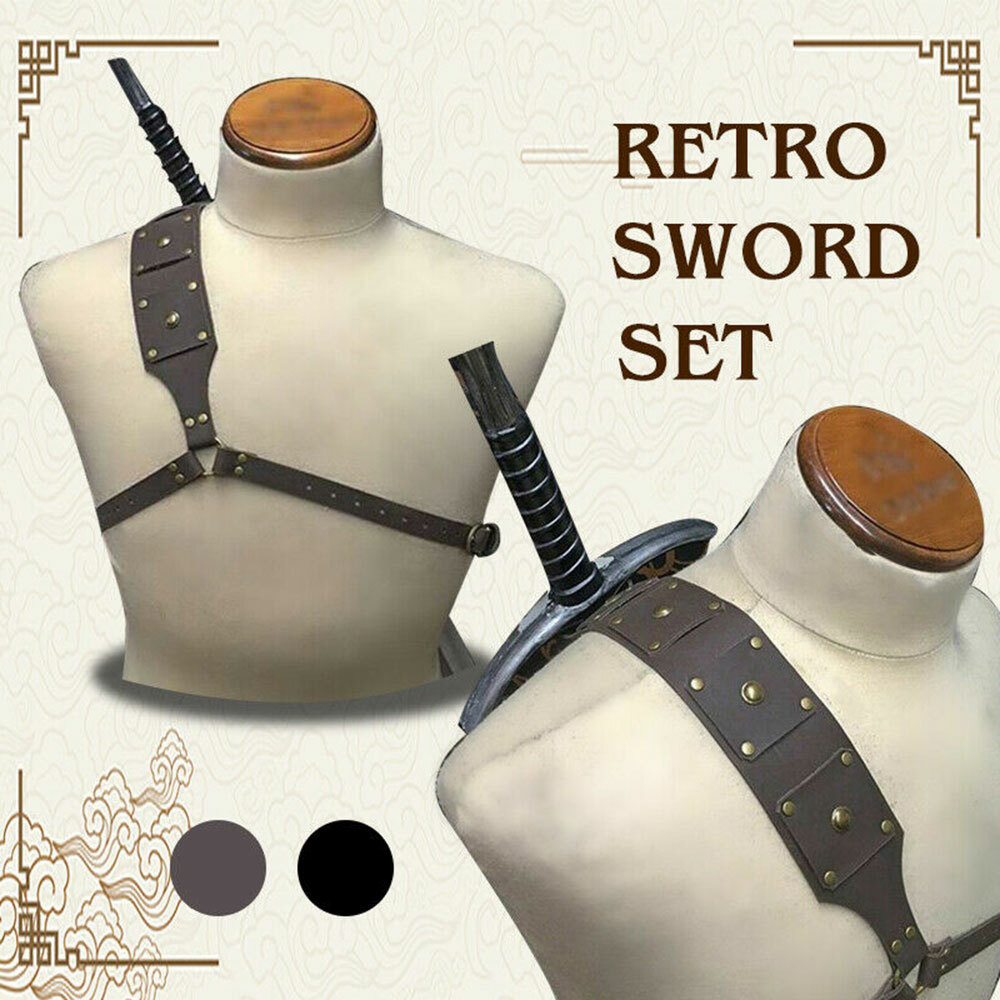 Medieval Style Sword Back Sheath Scabbard Warrior Holder One/Double Shoulders