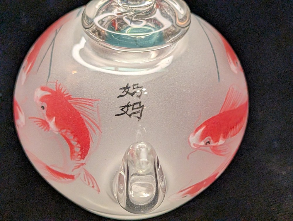 Handmade Reverse Painted Glass Tiny 3in Teapot Chinese