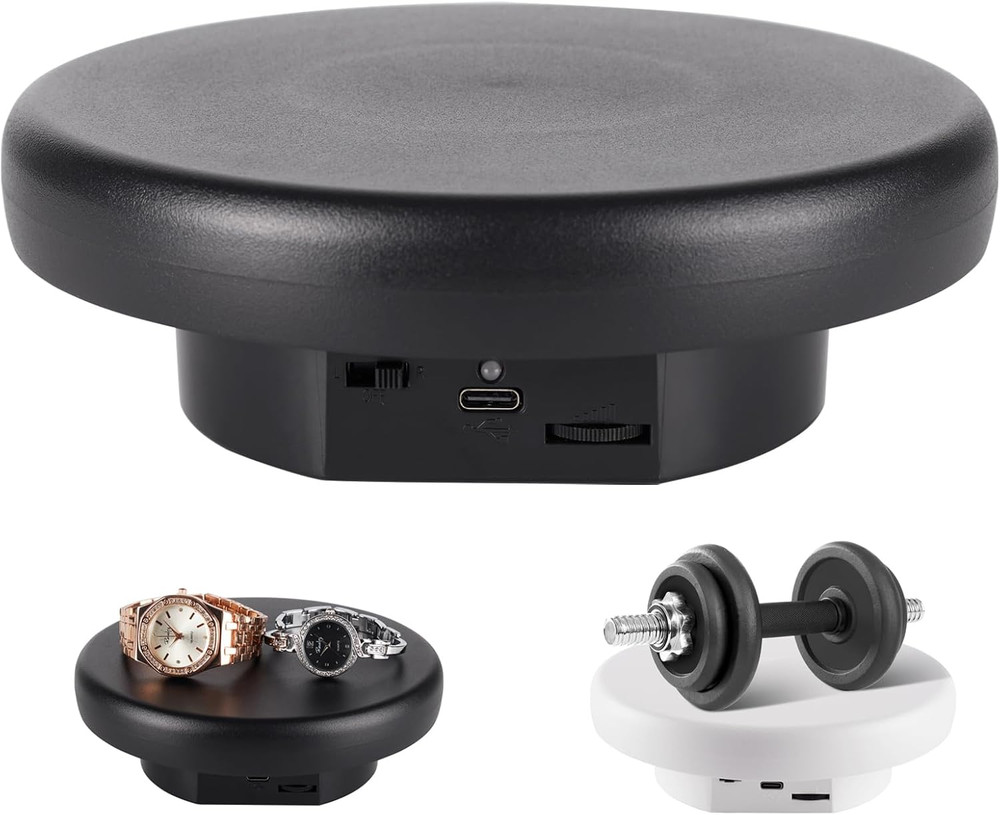 360° Rotating Display Stand Motorized Turntable 6.3" 15lb USB Black