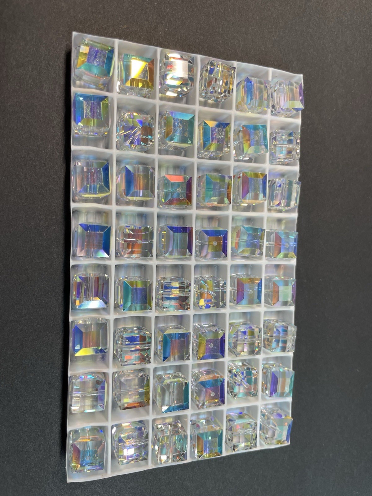 144 Factory Pack Swarovski Crystal 5601 AB Square 10mm Beads Aurora Borealis