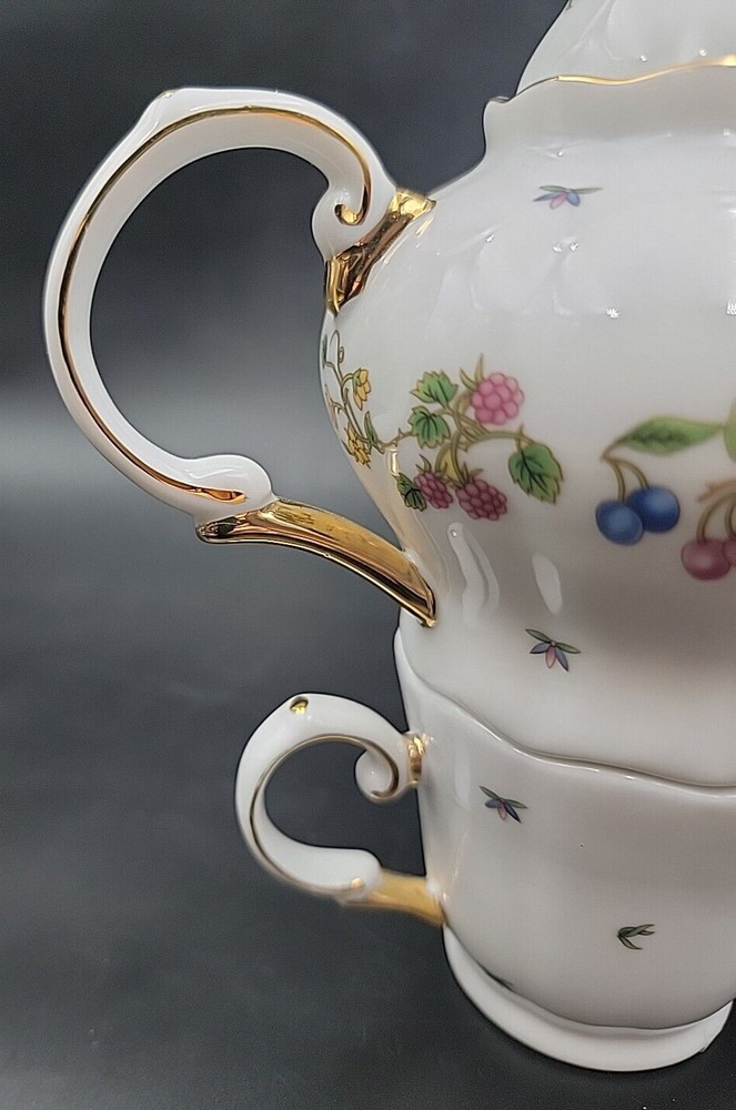Fruit Basket Porcelain Tea For One Set - EUC