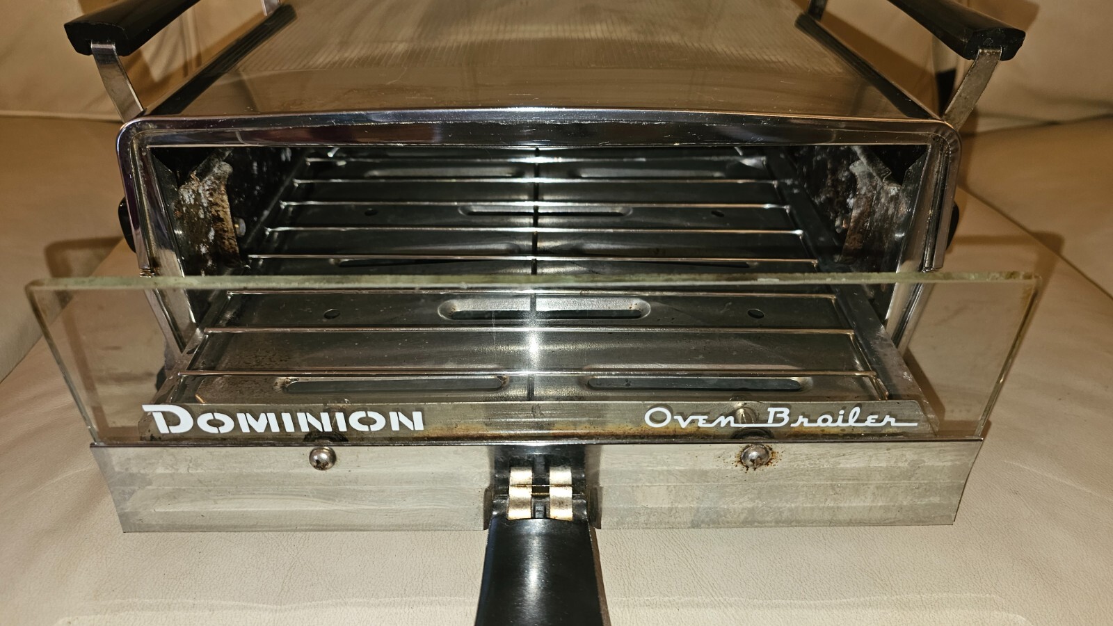 Vintage Mid Century Chrome Glass Dominion Oven Broiler Kitchen Appliance Tested