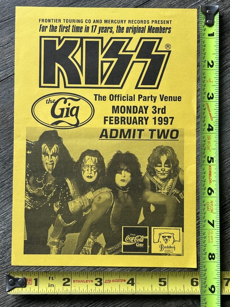KISS Handbill Concert Ad Flyer Reunion Tour Brisbane Australia 1997 Vintage Kiss