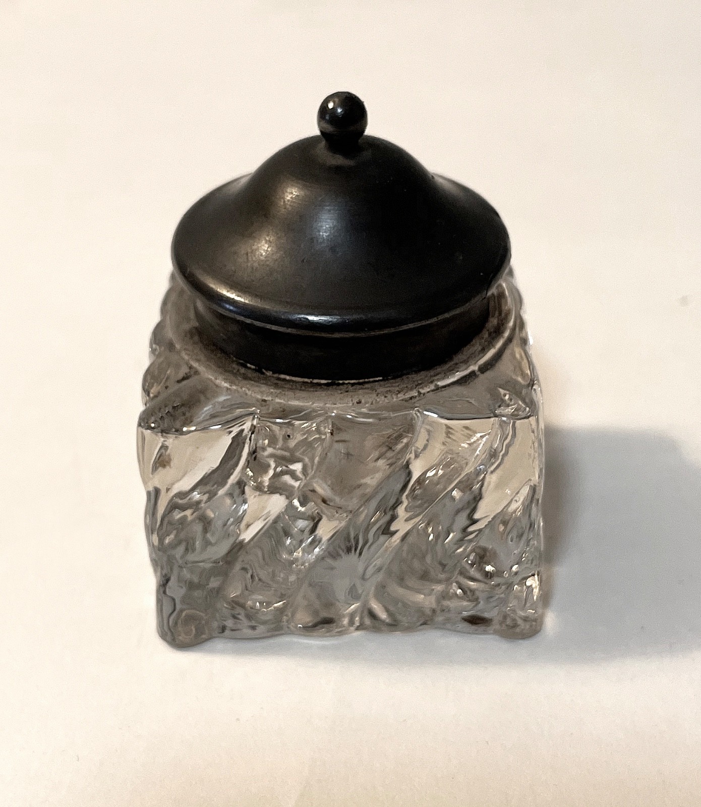 Antique Ink Well with Crystal base and Pewter Top - Nice!