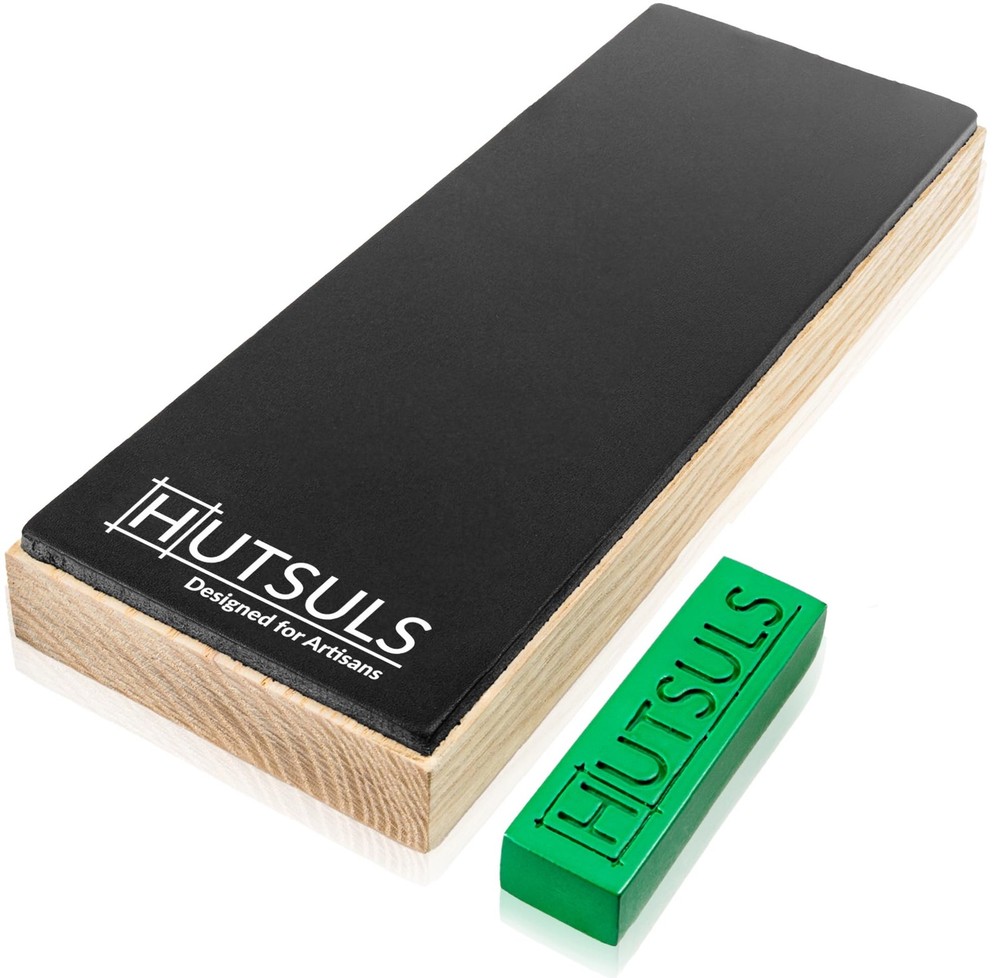 Hutsuls Leather Strop Block with Compound - Get Razor-Sharp Edges with Non-Sl...