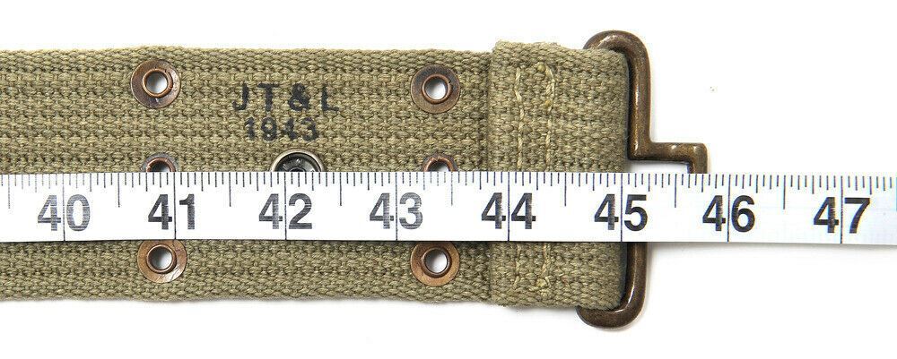 WW2 U.S. M1936 Pistol Belt LT OD marked JT&L 1943 will fit 25"- 45" waist