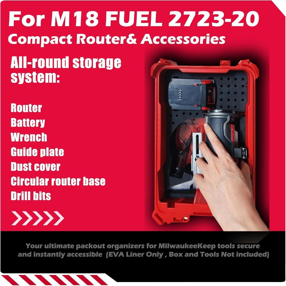 Portable Router Storage Foam Insert with Accessory Slots - Easy Installation