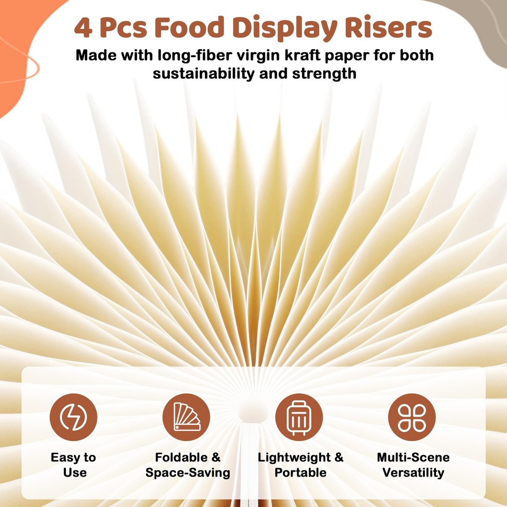 4 Pcs Buffet Risers Food Risers for Buffet Table Premium High-Density Cardboa...