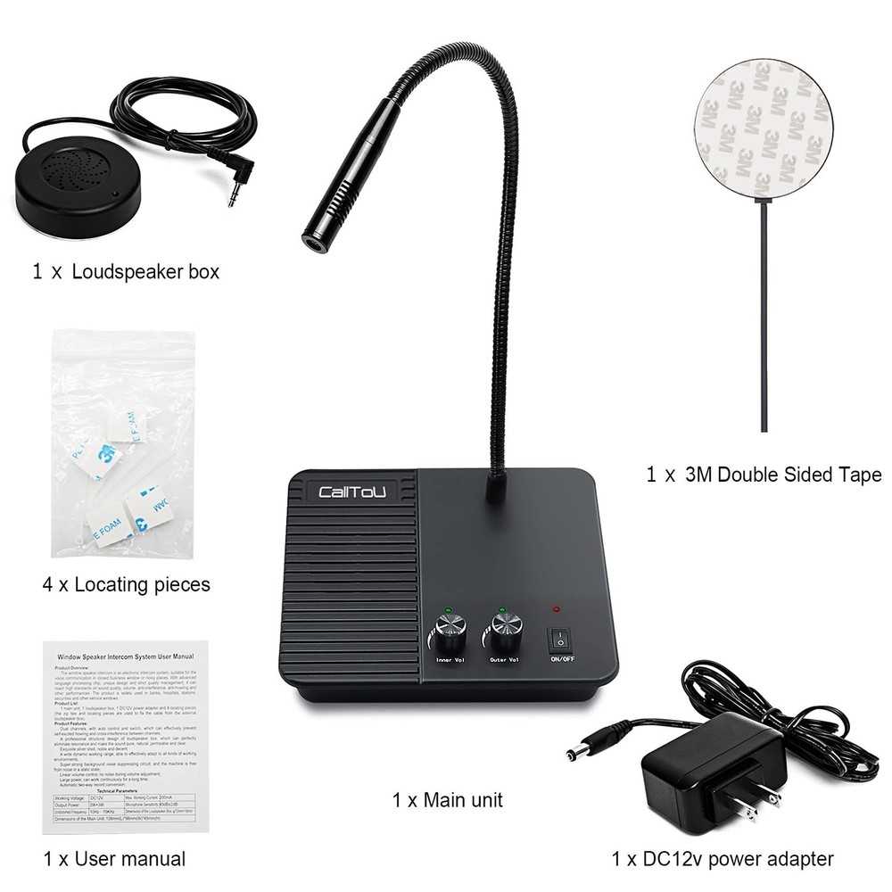 CallToU Window Speaker Intercom System Intercoms 2 Way Anti-Interference Inte...