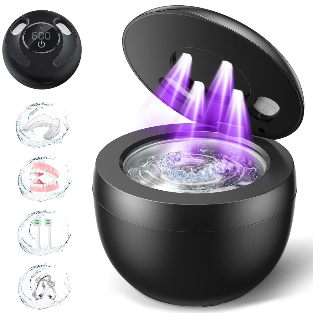 Quiet Ultrasonic Retainer Cleaner with 200ML Capacity & Smart Digital Timer