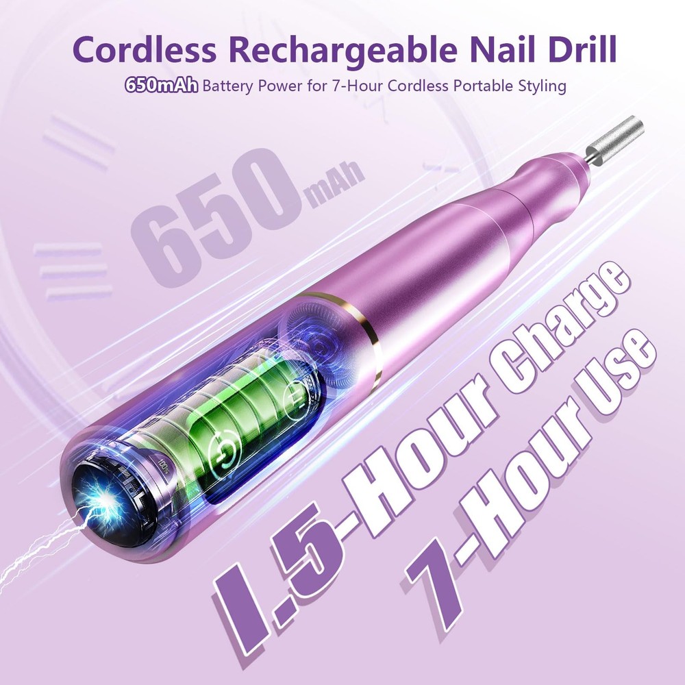 TUOBEO Cordless Nail Drill Electric Nail File Kit Rechargeable Professional E...