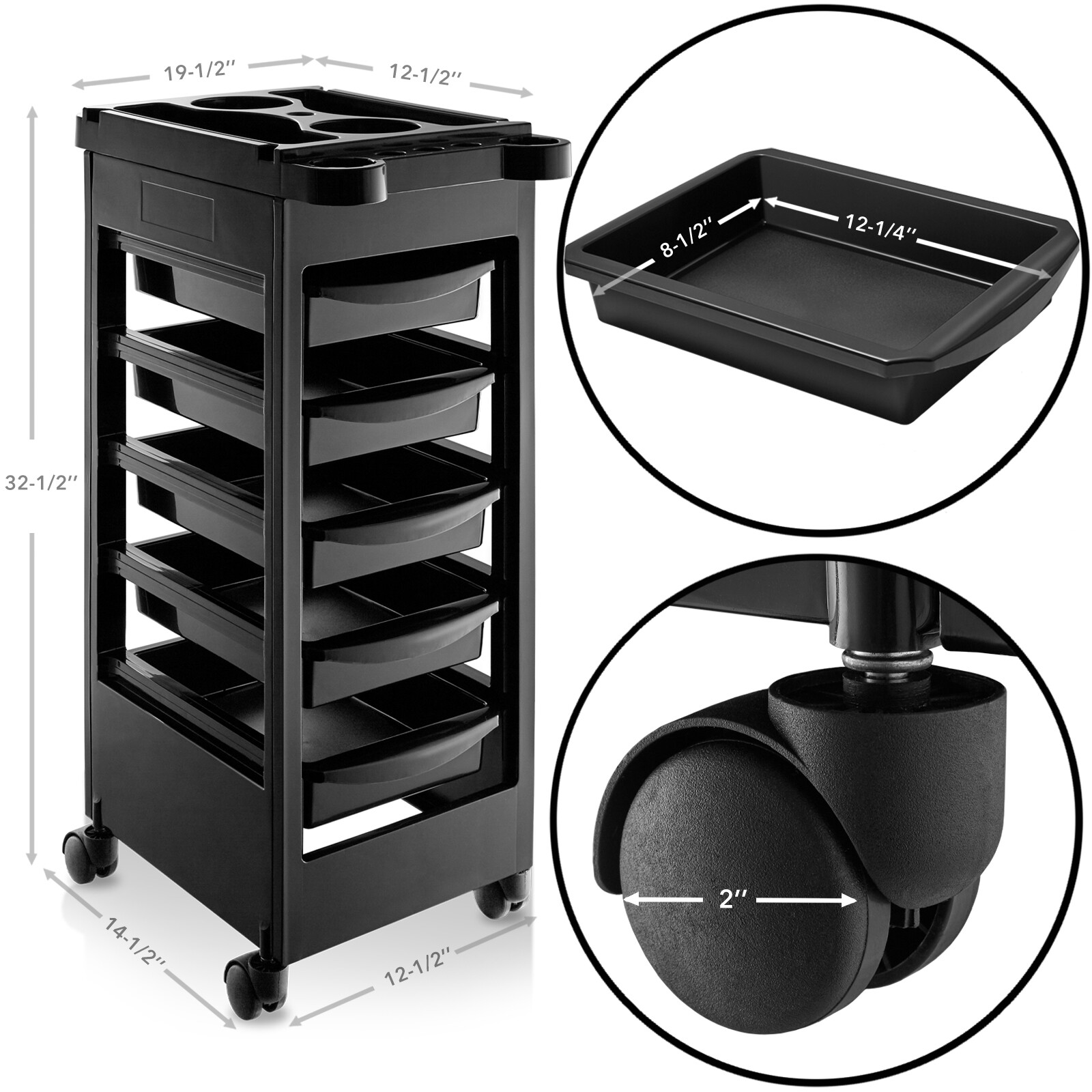 Beauty Salon Trolley Mobile Equipment Cart with Drawers Tool Storage