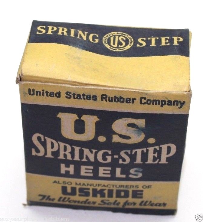 US spring step heels black rubber with nails in original box set E826