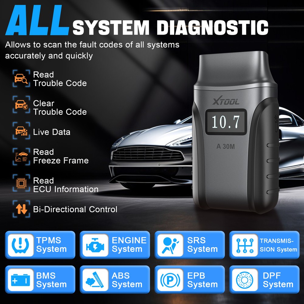 XTOOL A30M Full System Diagnostic Bluetooth Scanner Acitve Test Tool 21+ Service