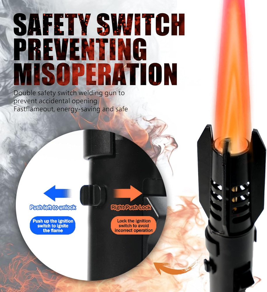 Camping Lighter, Torch Lighter, Straight Flame Bright Fire Refillable Windproof