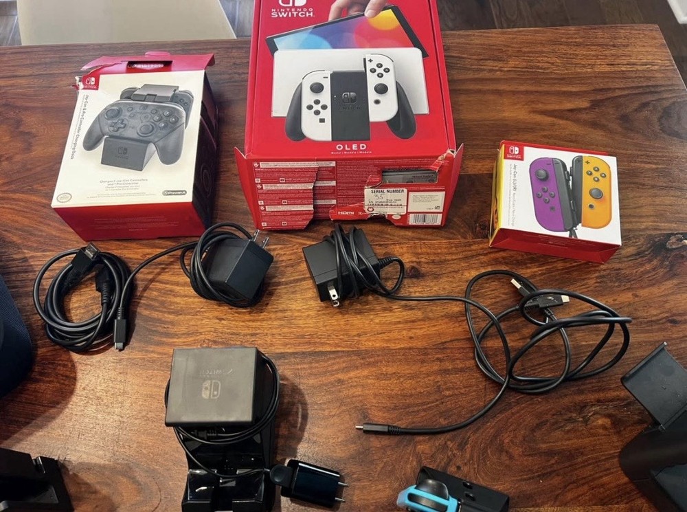 Nintendo Switch OLED Console Bundle Joy-Con Pro Controllers Dock Case