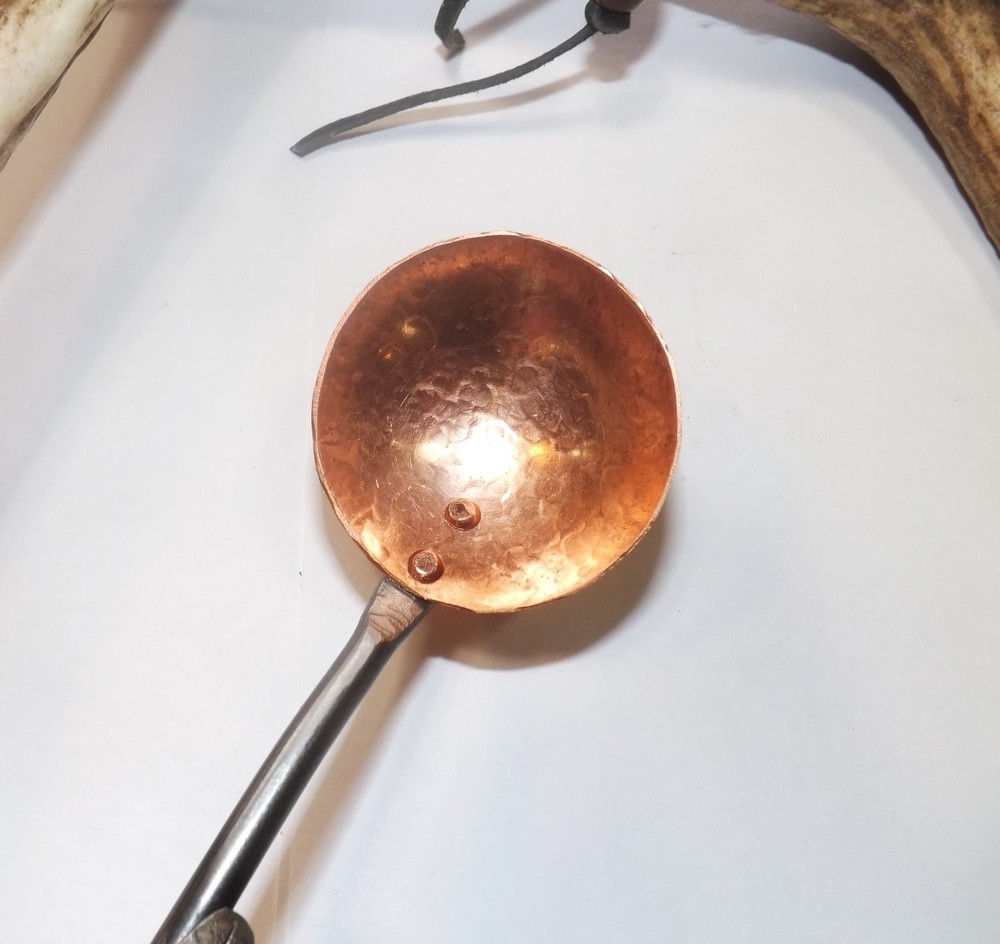Hand forged 7'' copper coffee scoop ladle