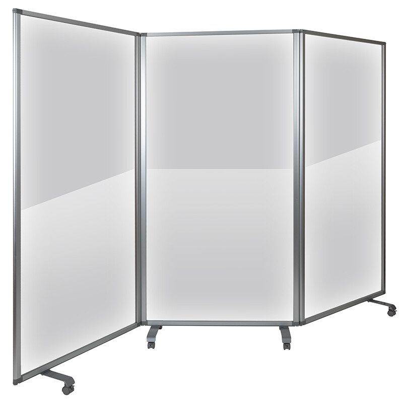 Transparent Acrylic Mobile Partition with Lockable Casters 3 sizes 1-3 sections