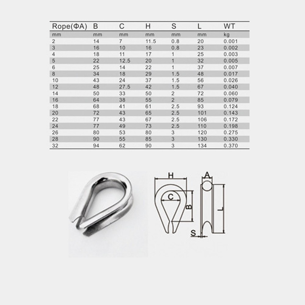 1Pc 1/2"Boat Wire Thimble Rigging Rope Terminating Cable Line Orgniser Hardware