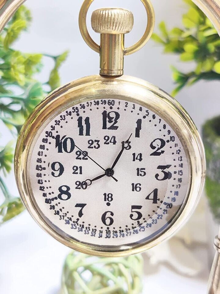 Antique Brass Desk Table Clock Mechanical Vintage Table Top Decorative Gift